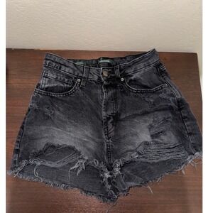 Wild Fable Womens High Rise‎ Distressed Denim Shorts Black Size 6